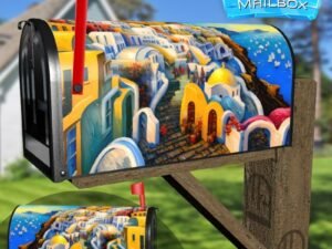 Greece, Santorini #3 Decorative Rural Farm Mailbox Cover