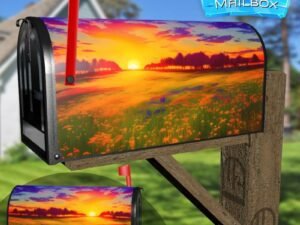 Sunset over the Meadow Decorative Rural Farm Mailbox Cover
