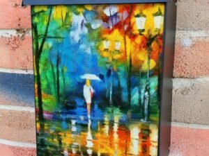 Rainy Walk in the Park Colonial Mailbox Cover