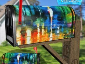 Rainy Walk in the Park Decorative Rural Farm Mailbox Cover