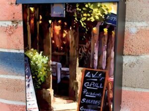 Parisian Street Coffee Shops #1 Colonial Mailbox Cover