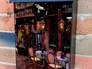 Parisian Street Coffee Shops #2 Colonial Mailbox Cover