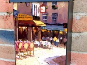 Parisian Street Coffee Shops #3 Colonial Mailbox Cover