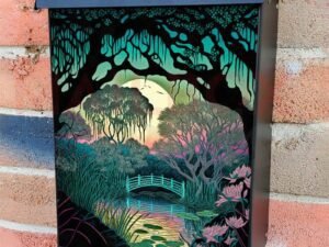 Japanese Garden Sunset #1 Colonial Mailbox Cover