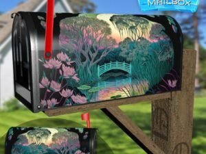 Japanese Garden Sunset #1 Decorative Rural Farm Mailbox Cover