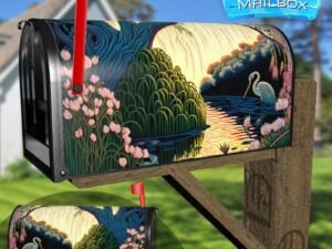Japanese Garden Sunset #2 Decorative Rural Farm Mailbox Cover