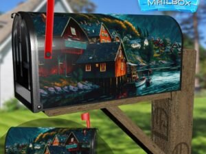 Norwegian Fishing Village Decorative Rural Farm Mailbox Cover