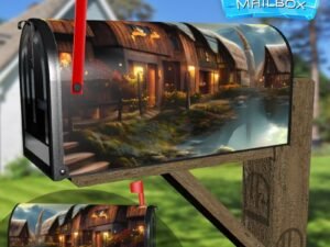 Old Nordic Village #2 Decorative Rural Farm Mailbox Cover