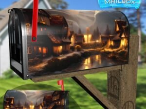 Old Nordic Village #3 Decorative Rural Farm Mailbox Cover