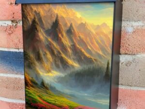 Flower Meadow and Mountain Colonial Mailbox Cover