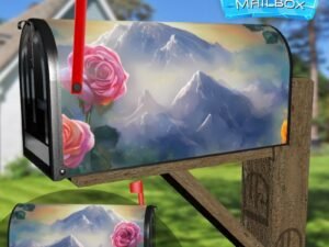 Foggy Hills and Roses Decorative Rural Farm Mailbox Cover