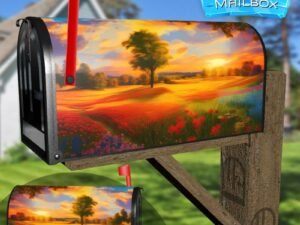 Beautiful Sunset Colors Decorative Rural Farm Mailbox Cover