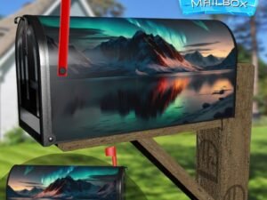 Aurora Borealis above the Hills Decorative Rural Farm Mailbox Cover