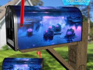 Summer Night Water Lilies Decorative Rural Farm Mailbox Cover