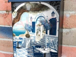 Cozy Greek Tavern #3 Colonial Mailbox Cover