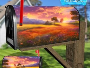 Countryside Sunset Decorative Rural Farm Mailbox Cover