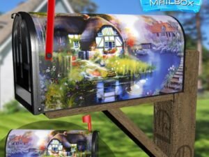 Little Cottage by the River Decorative Rural Farm Mailbox Cover