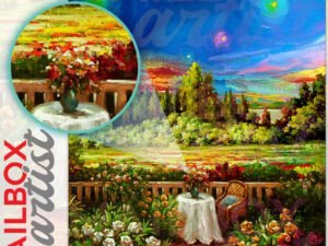 Summer Night on the Terrace Colonial Mailbox Cover