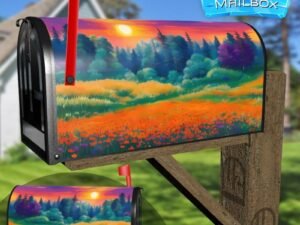 Sunset above the Woods Decorative Rural Farm Mailbox Cover