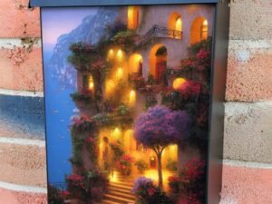 Romantic Villa Balcony #1 Colonial Mailbox Cover