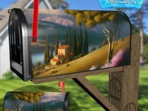 Mediterranean Landscape Decorative Rural Farm Mailbox Cover