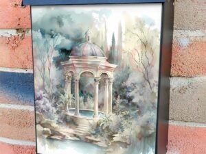 Gazebo on the Pond Colonial Mailbox Cover