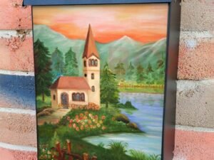 Church by the Lake Colonial Mailbox Cover