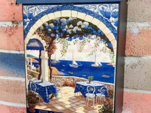 Cozy Greek Tavern #6 Colonial Mailbox Cover