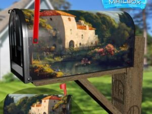 Old Castle by the River Decorative Rural Farm Mailbox Cover