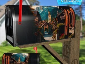 Village in the Swiss Alps Decorative Rural Farm Mailbox Cover