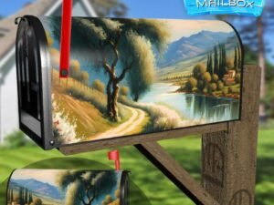 Tuscan River and Cottage Decorative Rural Farm Mailbox Cover