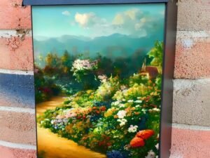 Summer Footpath and Flowers Colonial Mailbox Cover