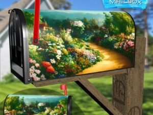 Summer Footpath and Flowers Decorative Rural Farm Mailbox Cover