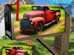 Old Farmhouse Truck #6 Decorative Rural Farm Mailbox Cover