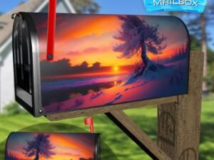 Beautiful Winter Sunset Decorative Rural Farm Mailbox Cover