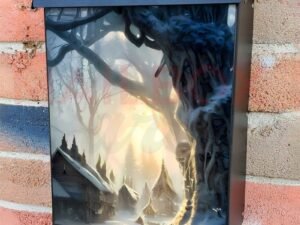 Winter Cabins in the Woods Colonial Mailbox Cover