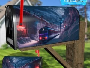 Train in the Winter Alps Decorative Rural Farm Mailbox Cover
