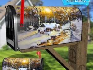 Little Winter Cabin Decorative Rural Farm Mailbox Cover