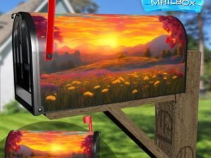 Blooming Flower Field Decorative Rural Farm Mailbox Cover