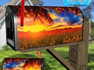 Sunset at the Lilly Field Decorative Rural Farm Mailbox Cover