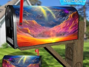 Beautiful Rainbow Landscape Decorative Rural Farm Mailbox Cover