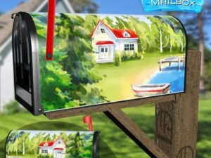 Little Cottage by the Lake Decorative Rural Farm Mailbox Cover