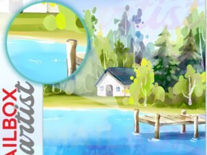 Little Cottage by the Lake #2 Colonial Mailbox Cover