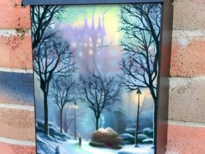 Winter Walk in the Park Colonial Mailbox Cover