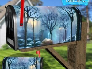 Winter Walk in the Park Decorative Rural Farm Mailbox Cover