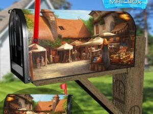 Farmer's Market in the Village Decorative Rural Farm Mailbox Cover