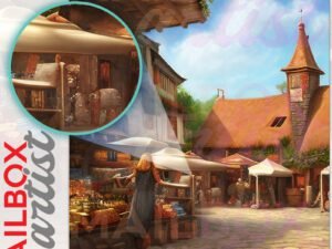 Farmer's Market in the Village Colonial Mailbox Cover