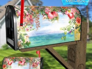 Flower Gate to the Sea Decorative Rural Farm Mailbox Cover