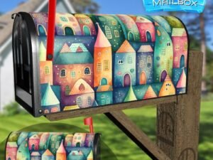Cute Colorful Houses #1 Decorative Rural Farm Mailbox Cover