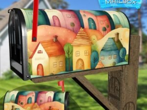 Cute Colorful Houses #3 Decorative Rural Farm Mailbox Cover